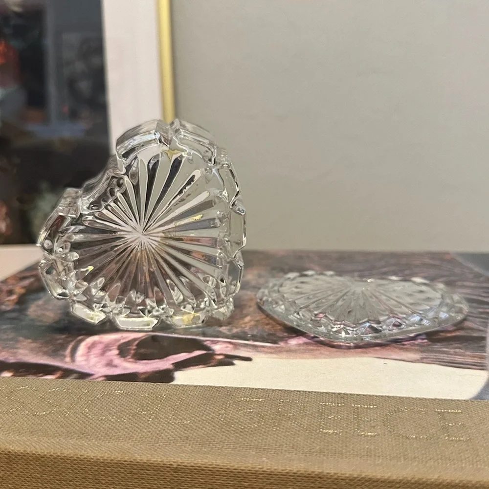Vintage Crystal Gorham Chantilly Shell & Heart Shaped Trinket Boxes